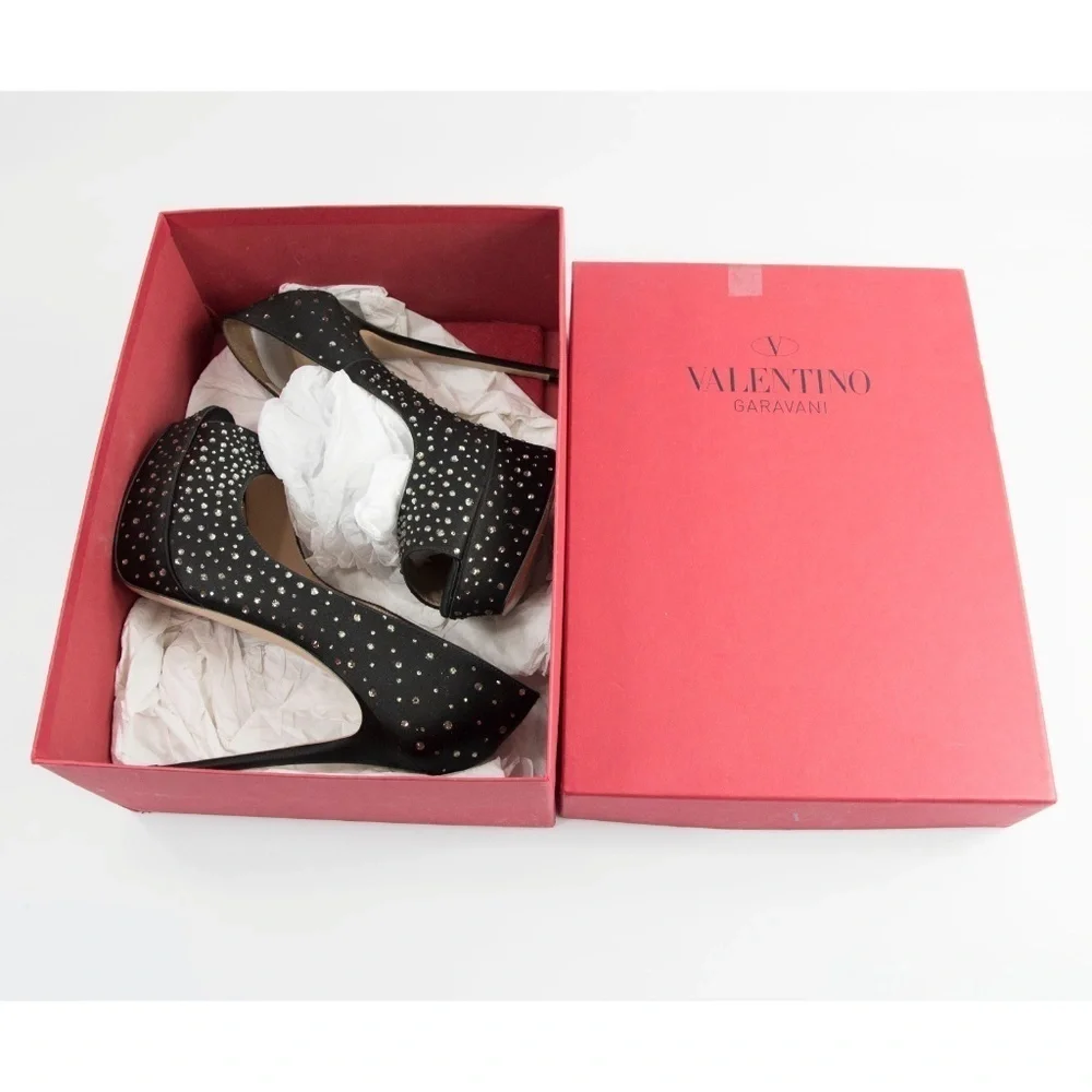 Valentino Runway Black Crystal Platform Pumps 39.5 - Picture 8 of 8
